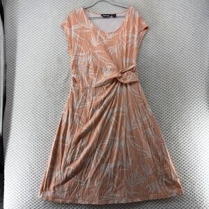 Lands' End Dress Women's Peach Tropical Print Knit M Casual Vacation Cruisee‎